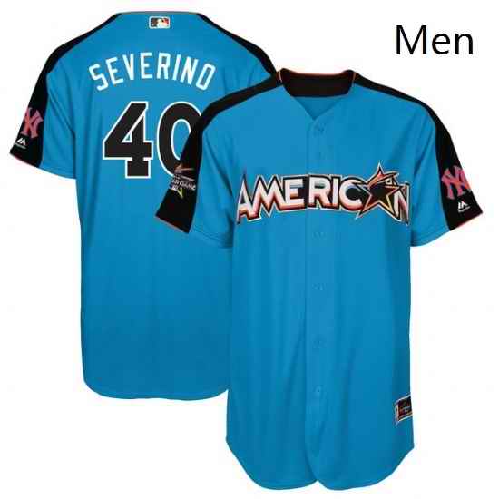 Mens Majestic New York Yankees 40 Luis Severino Authentic Blue American League 2017 MLB All Star MLB Jersey